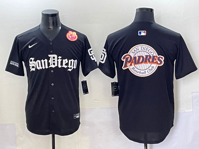Men 2025 San Diego Padres Blank Black Five generations Joint Name Nike MLB Jersey style 33->san diego padres->MLB Jersey